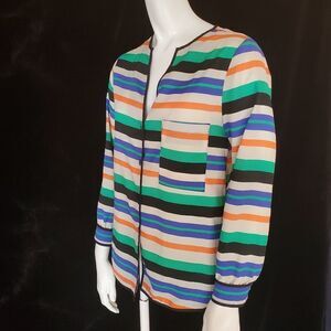 Bar III Striped Button Down Top (XS)
